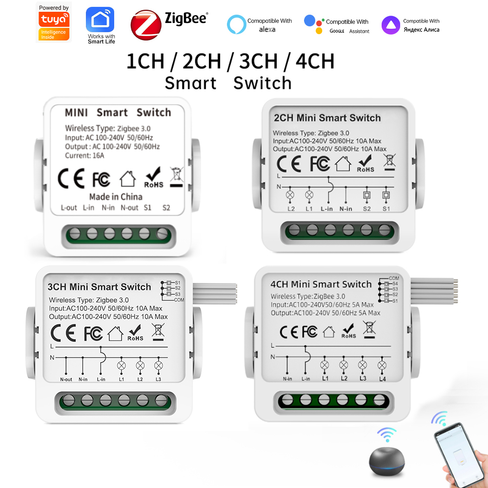 Tuya 4 Channel - Inteligentny przełącznik Tuya Zigbee 3.0 1/2/3/4-kierunkowy,