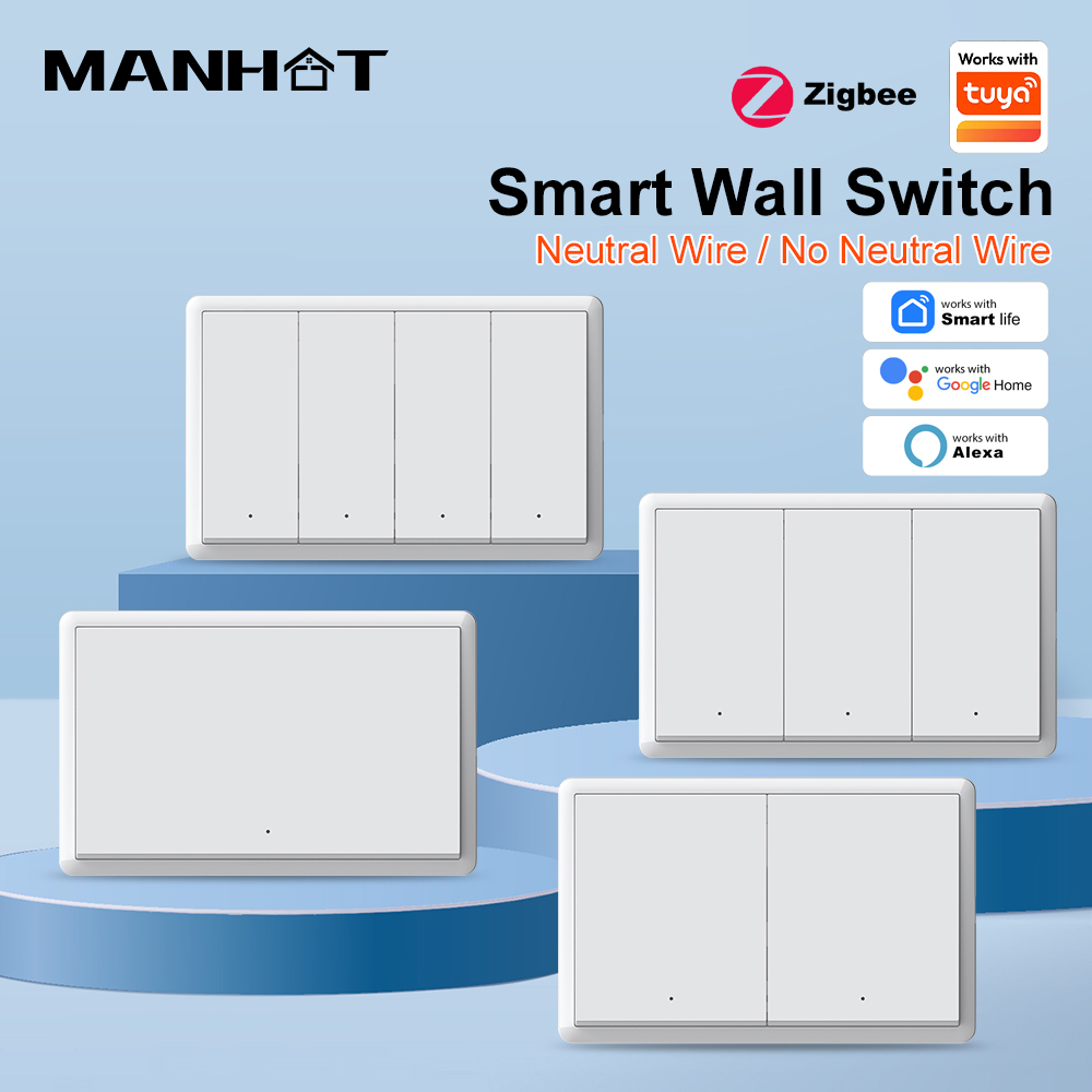 Smart Relay Tuya - Inteligentny przełącznik ścienny MANHOT ZigBee3.0, bez