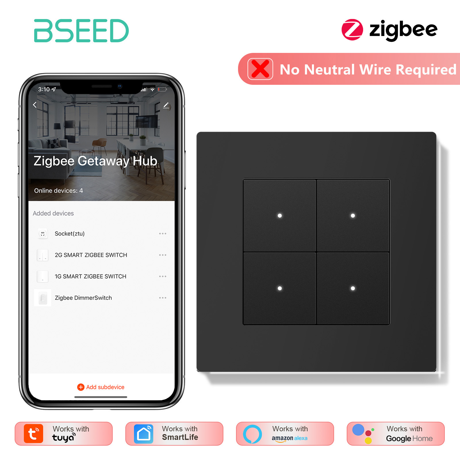 BSEED 1/2/3/4-przyciskowy inte – Tuya 4 Channel recenzja i cena